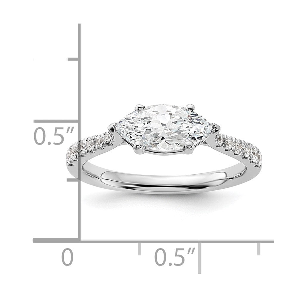 14k White Gold East West (Holds 1 carat (10.5x5.6mm) Marquise Center) 1/5 carat Diamond Semi-Mount Engagement Ring