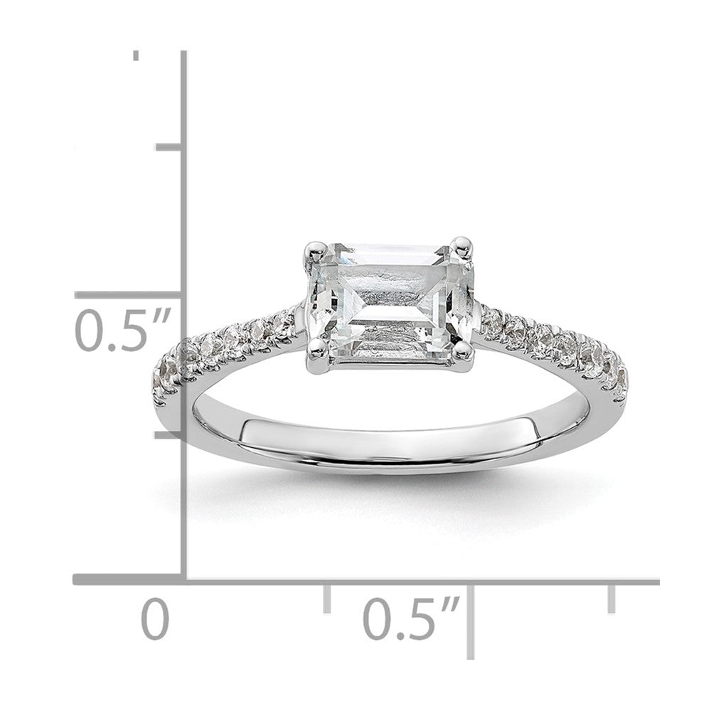14k White Gold East West (Holds 1 carat (6.9x5.2mm) Emerald-cut Center) 1/4 carat Diamond Semi-Mount Engagement Ring