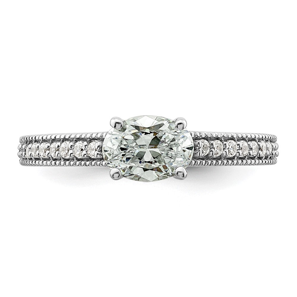 14K White Gold Lab Grown Dia. VS/SI+ G+ Semi-Mnt. Oval East/West Rin