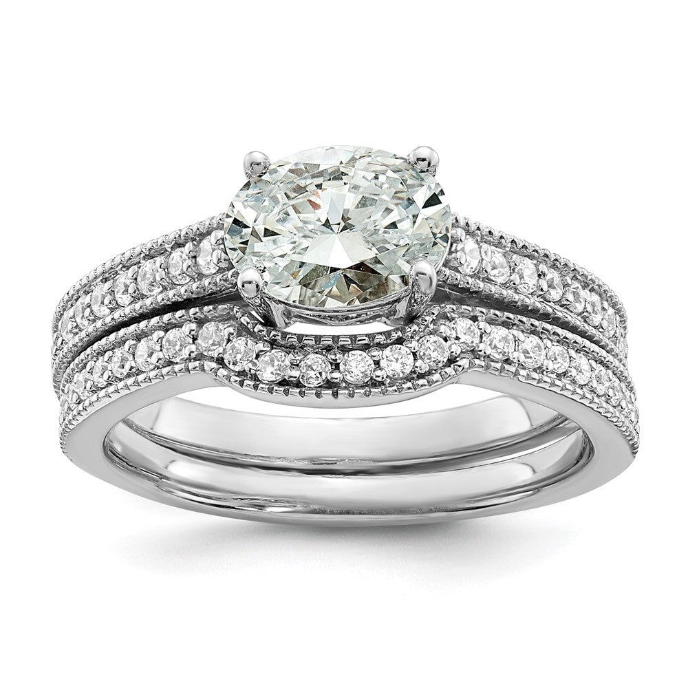 14K White Gold Lab Grown Dia. VS/SI+ G+ Semi-Mnt. Oval East/West Rin