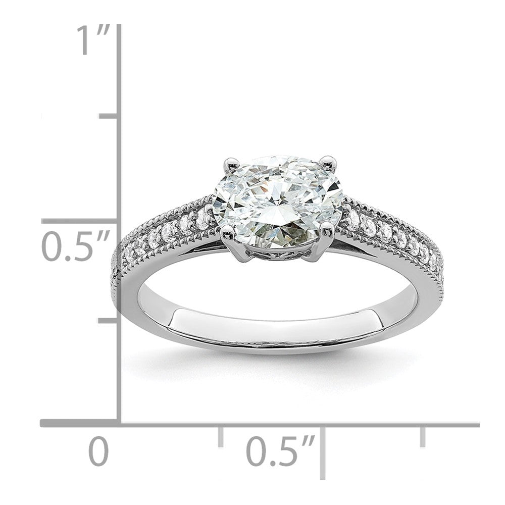 14K White Gold Lab Grown Dia. VS/SI+ G+ Semi-Mnt. Oval East/West Rin