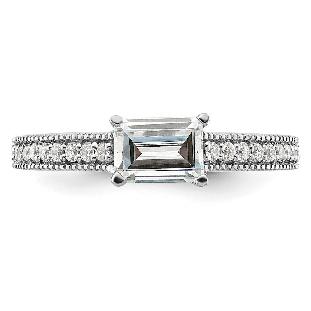 14K White Gold Lab Grown Dia. VS/SI+ G+ Emerald Semi-Mnt. East/West