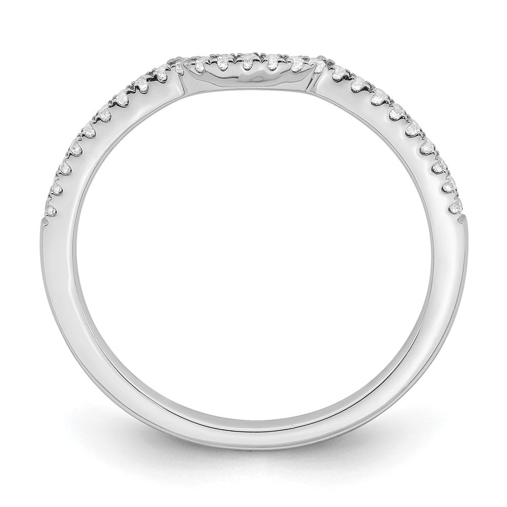 14k White Gold 1/8 carat Diamond Contoured Complete Wedding Band
