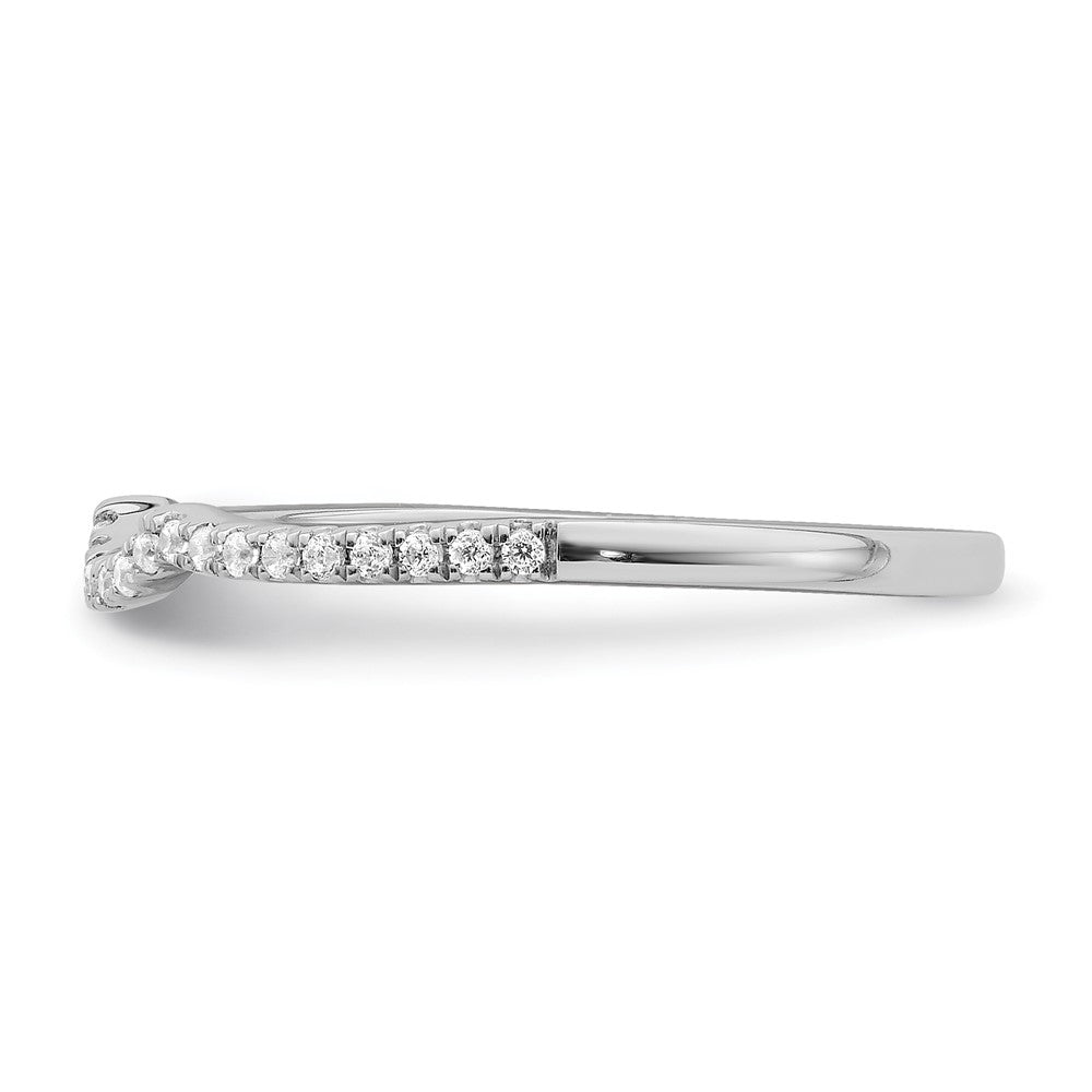 14k White Gold 1/8 carat Diamond Contoured Complete Wedding Band