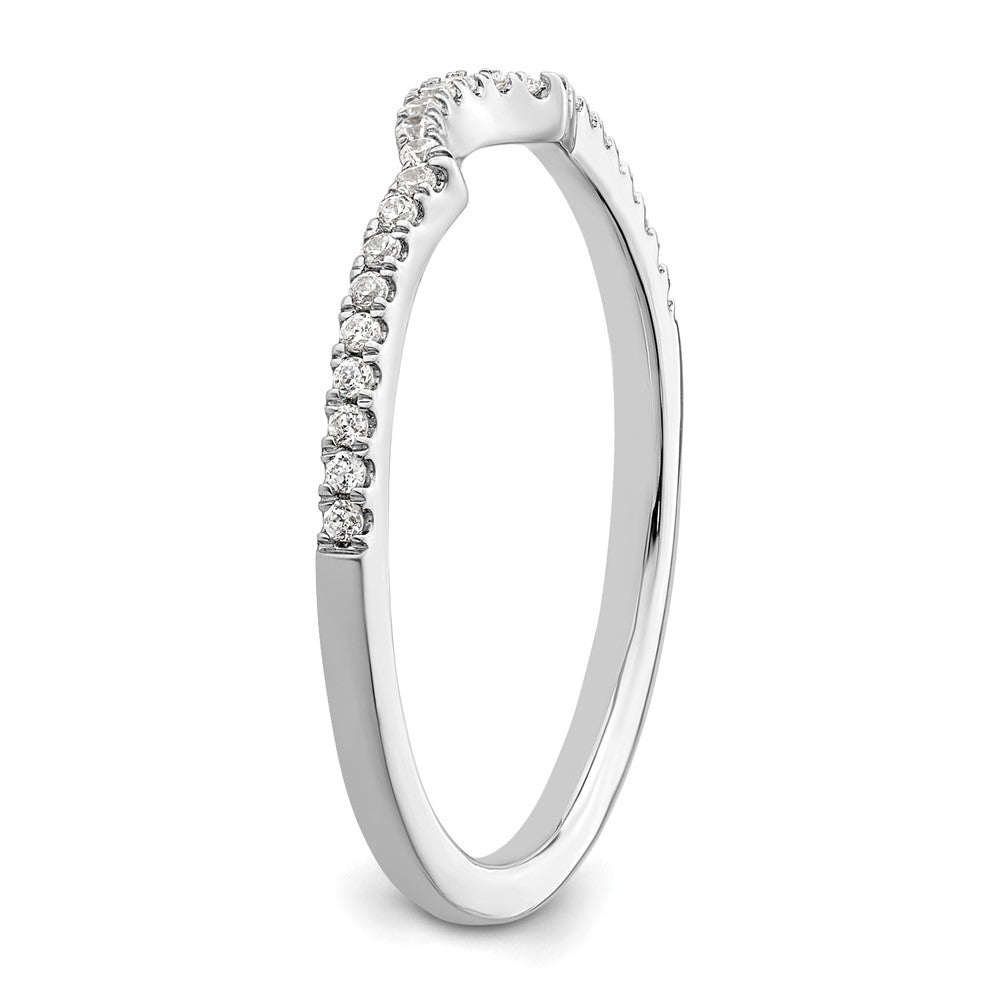 14k White Gold 1/8 carat Diamond Contoured Complete Wedding Band
