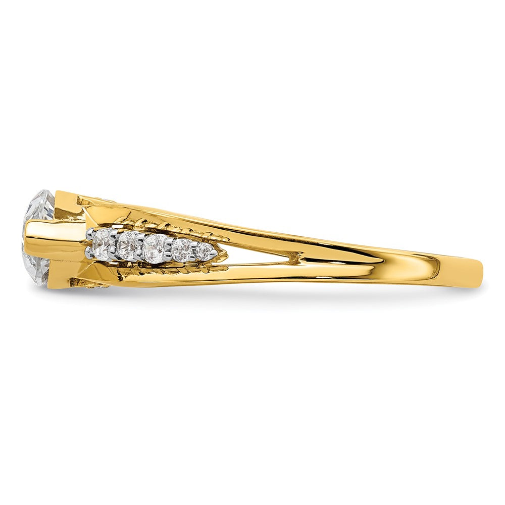 14k East West (Holds 1 carat (10.5x5.6mm) Marquise Center) 1/6 carat Diamond Semi-Mount Engagement Ring