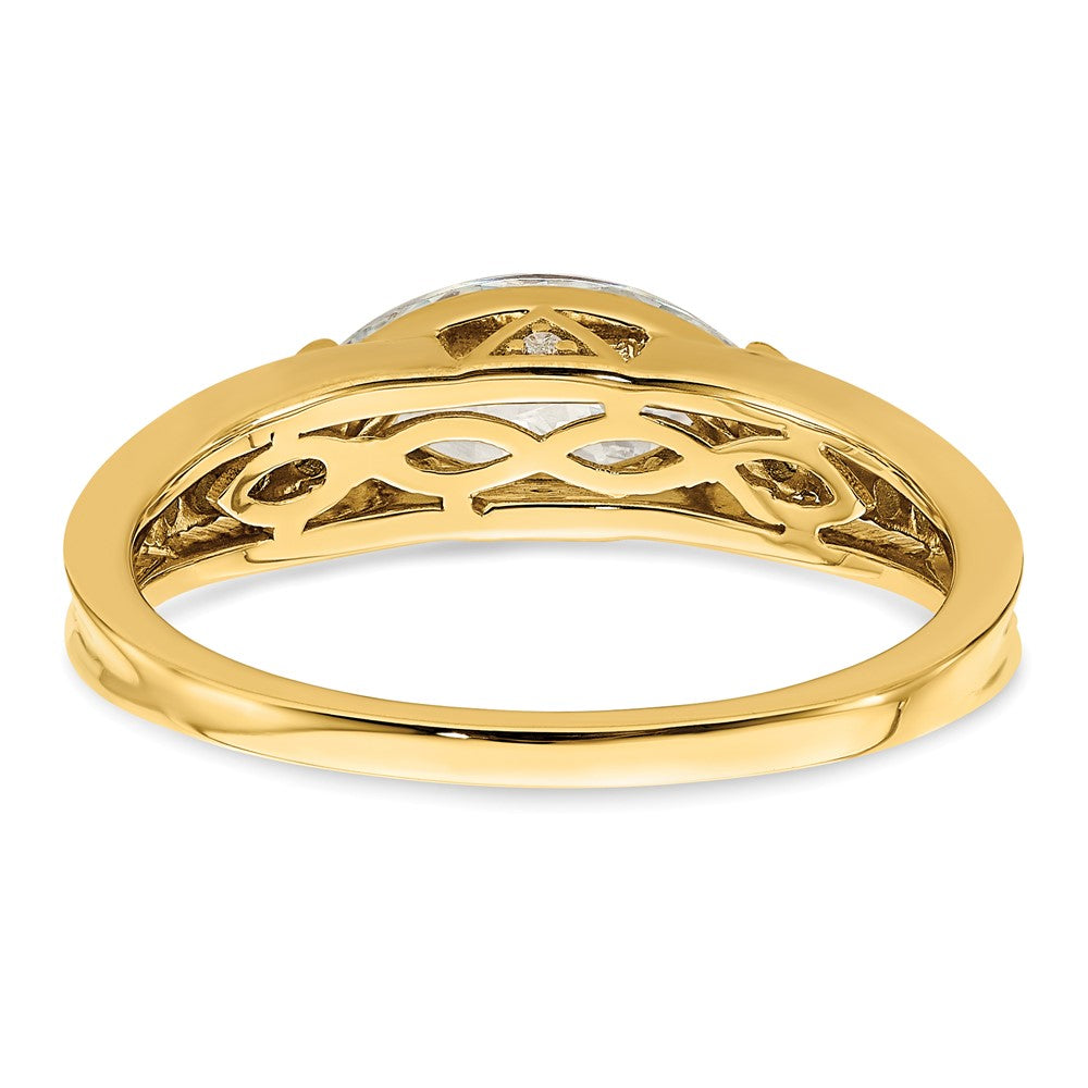 14k East West (Holds 1 carat (10.5x5.6mm) Marquise Center) 1/6 carat Diamond Semi-Mount Engagement Ring