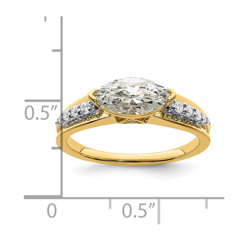 14k East West (Holds 1 carat (10.5x5.6mm) Marquise Center) 1/6 carat Diamond Semi-Mount Engagement Ring
