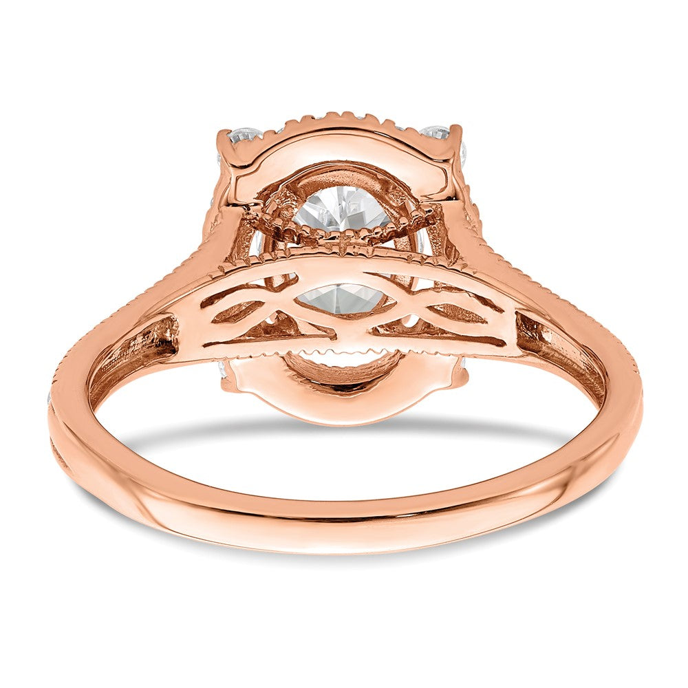 14k Rose Gold 3/8 carat Lab Grown Diamond VS/SI+ G+ 1 carat Center Oval Semi Mount Engagement Ring