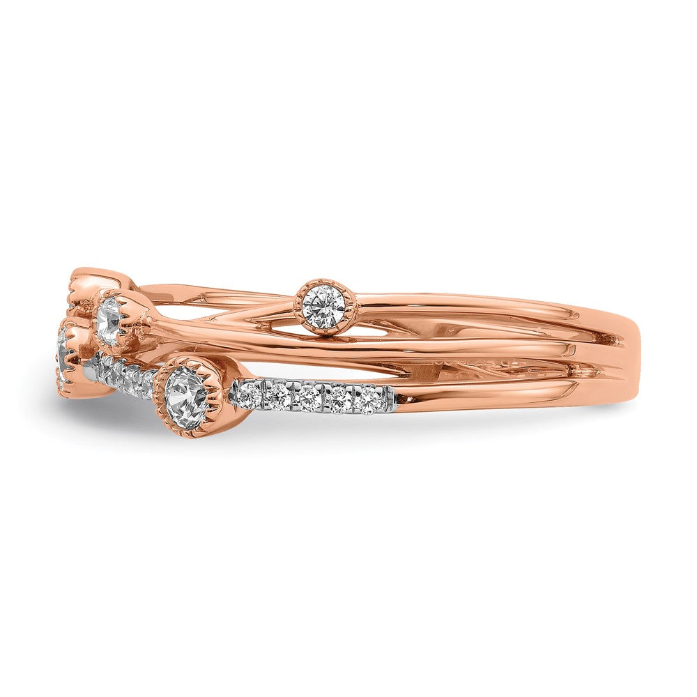 14k Rose Gold 1/4 carat Lab Grown Diamond VS/SI+ G+ Complete Criss Cross Ring