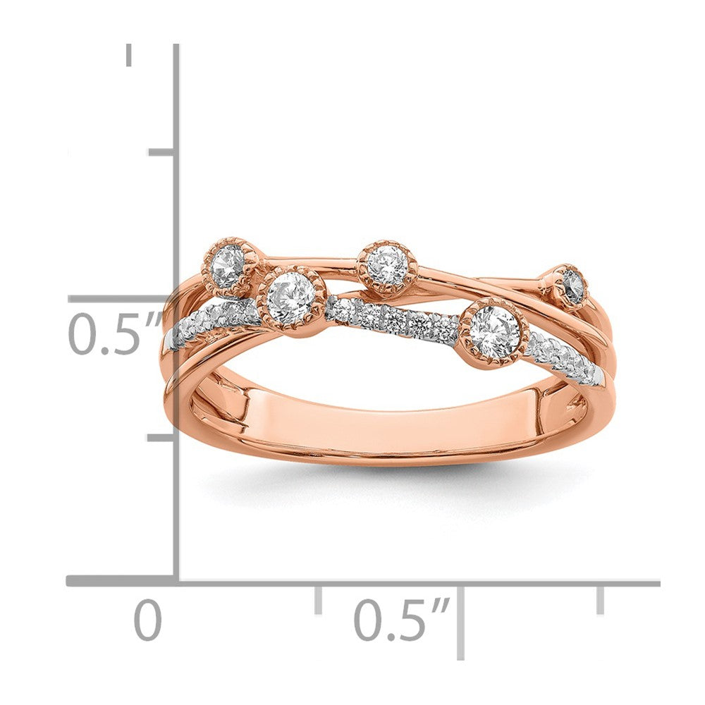 14k Rose Gold 1/4 carat Lab Grown Diamond VS/SI+ G+ Complete Criss Cross Ring