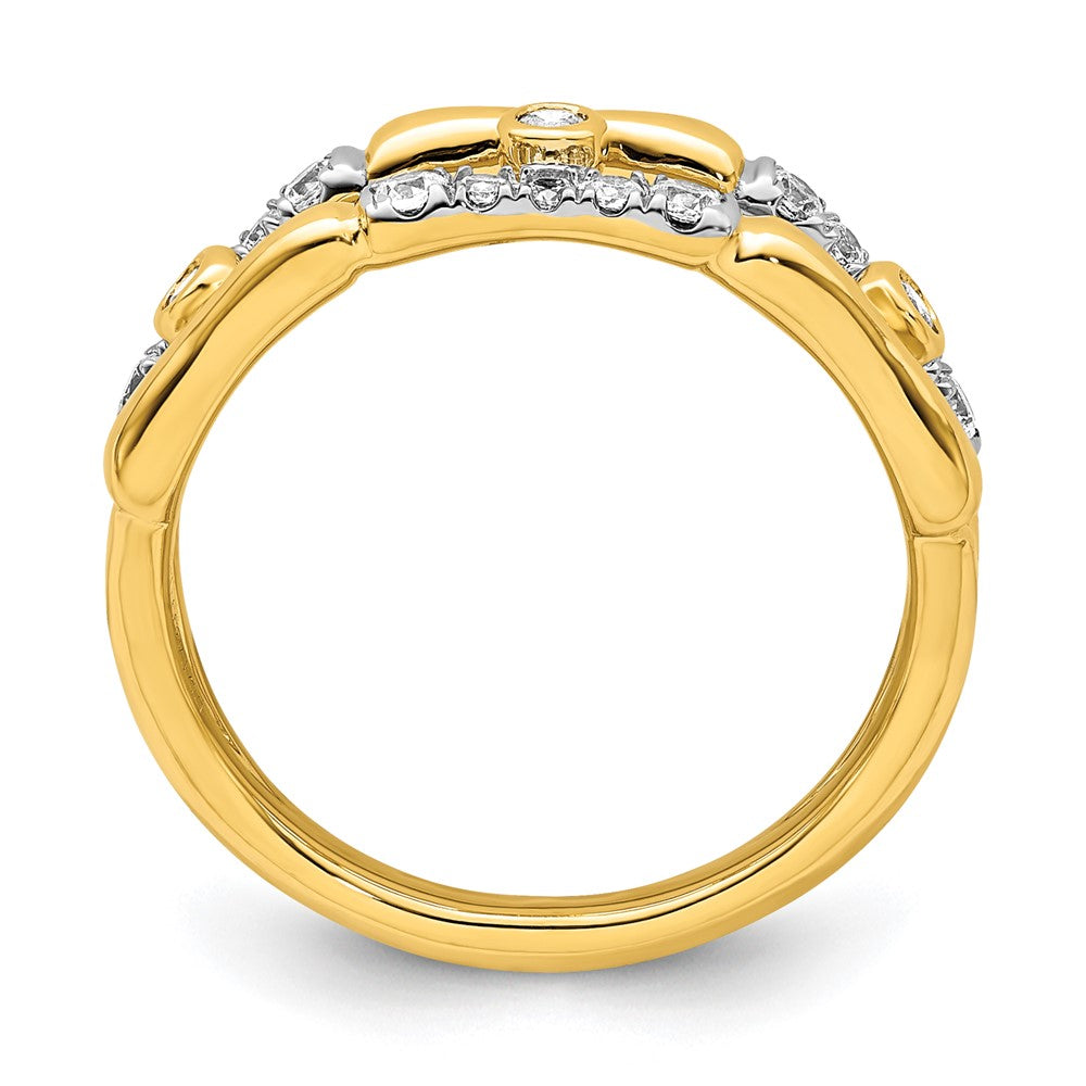 14K Lab Grown Diamond VS/SI+ G+ Bezel Cluster Split Band Ring