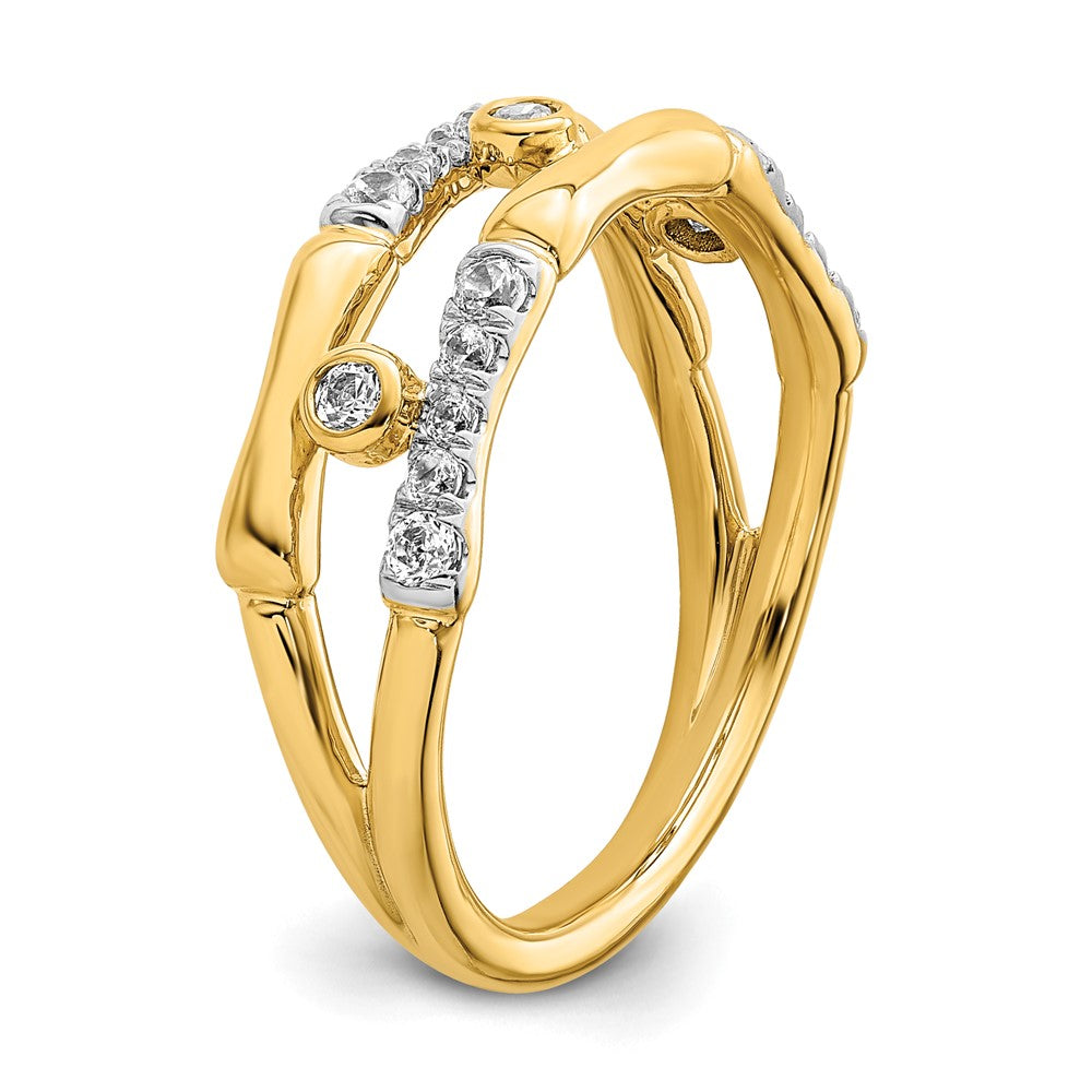 14K Lab Grown Diamond VS/SI+ G+ Bezel Cluster Split Band Ring