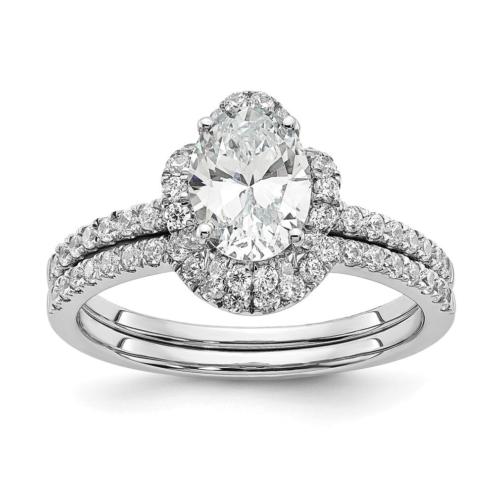 14K White Gold Lab Grown Diamond VS/SI+ G+ Oval Semi-Mount Eng. Ring