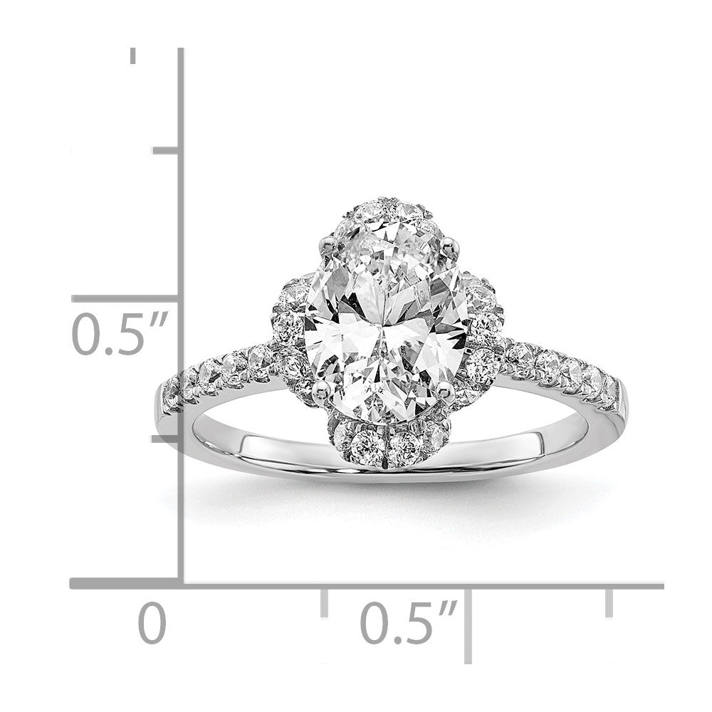 14K White Gold Lab Grown Diamond VS/SI+ G+ Oval Semi-Mount Eng. Ring