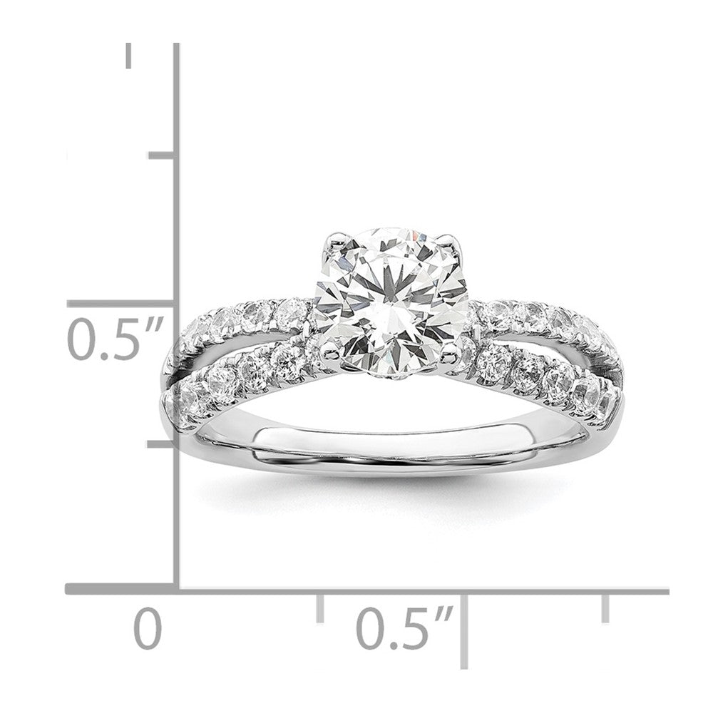 14k White Gold 5/8 carat Lab Grown Diamond VS/SI+ G+ 1 carat Center Round Semi Mount Engagement Ring