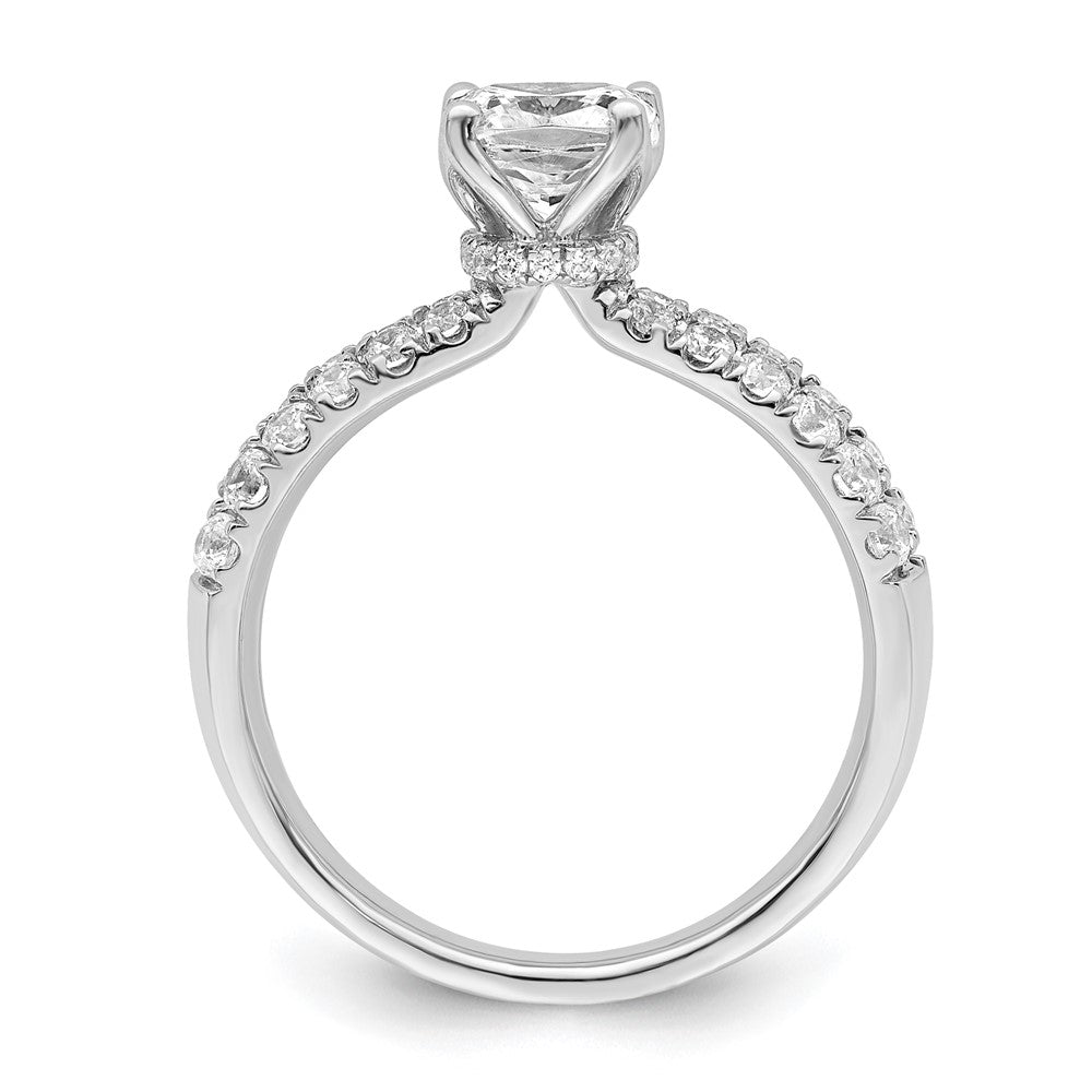 14k White Gold 5/8 carat Lab Grown Diamond VS/SI+ G+ 1 carat Center Cushion Semi Mount Engagement Ring