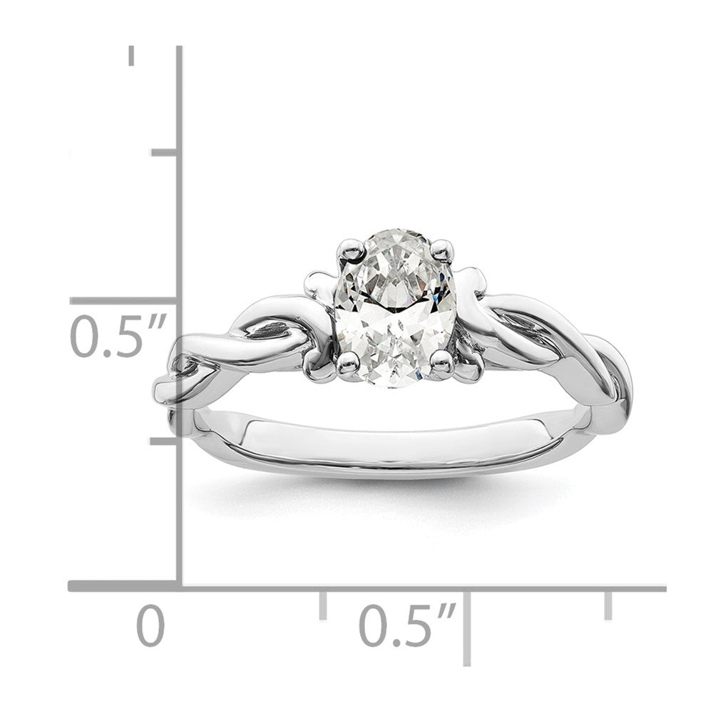 14k White Gold Oval Setting Twisted Band Engagement Ring Mounting
