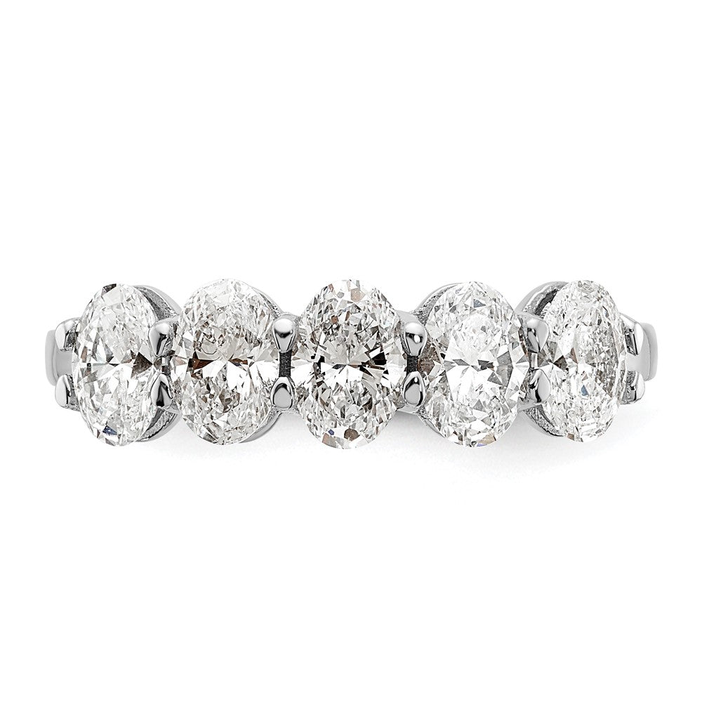True Origin 14K White Gold 1 2/3 carat Lab Grown Diamond VS+ F+ Complete Oval Five Stone Ring