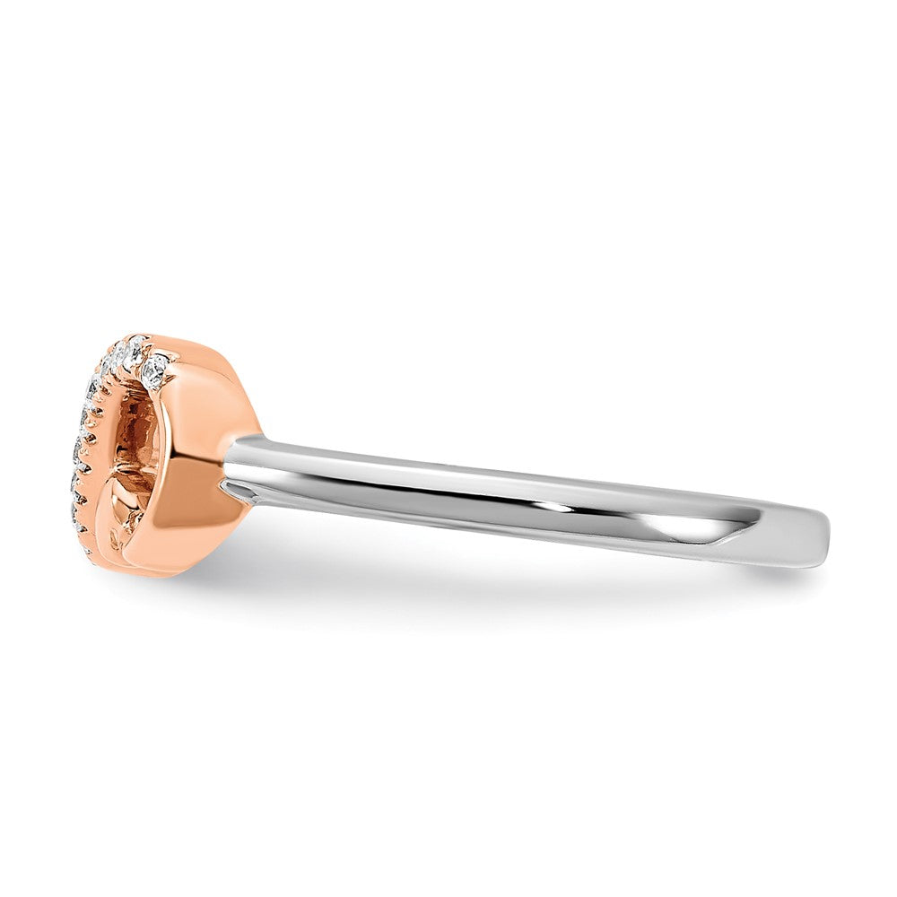14k Two-Tone Rose and White Gold 1/15 carat Lab Grown Diamond VS/SI+ G+ Complete Infnity Hearts Symbol Ring