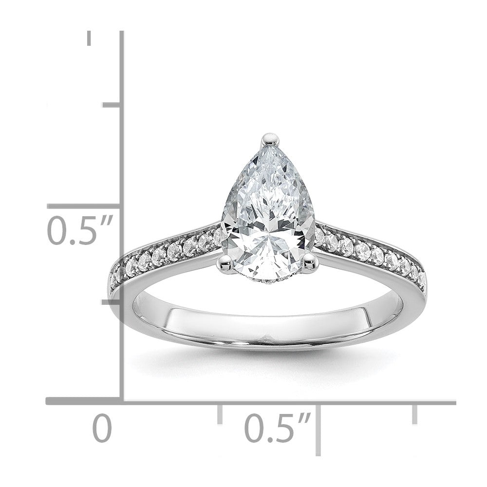 True Origin 14K White Gold 1/4 ct Lab Grown Diamond VS+ F+ Semi-Mount Pear Engagement Ring