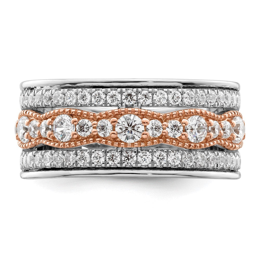 14k White and Rose Gold 1 carat Complete Diamond Wedding Band