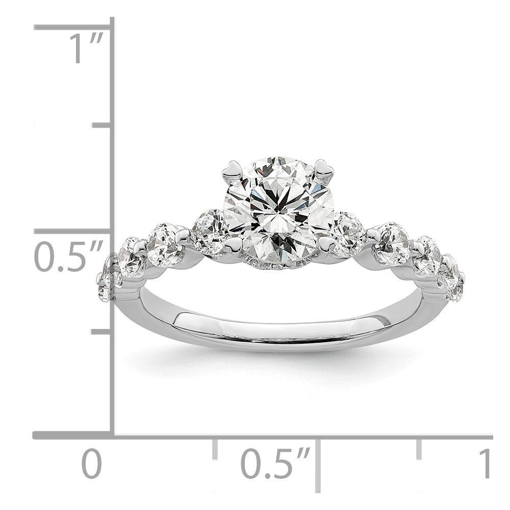14k White Gold 3/4 carat Lab Grown Diamond VS/SI+ G+ 3/4 carat Center Round Semi Mount Solitaire Engagement Ring