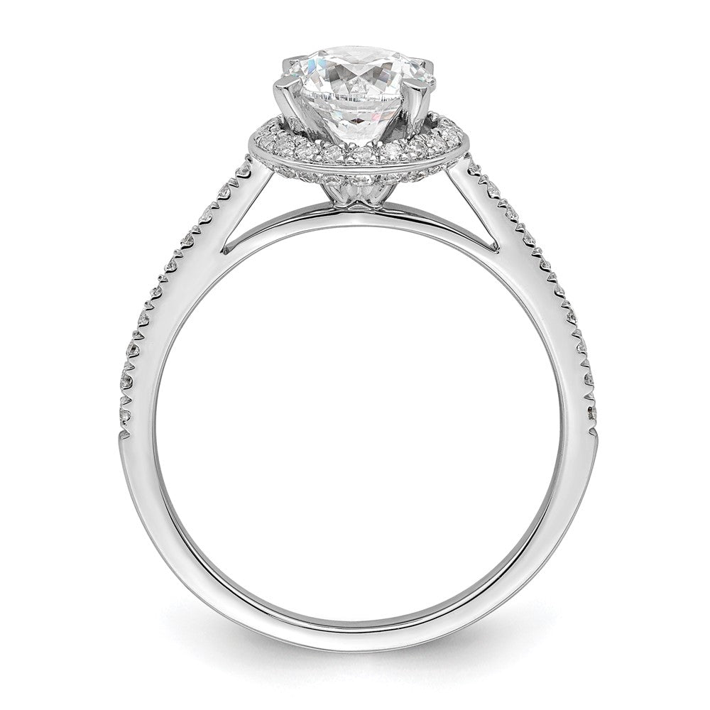 14K White Gold Vintage Halo (Holds 1 carat (6.5mm) Round Center) 1/3 carat Diamond Semi-mount Engagement Ring