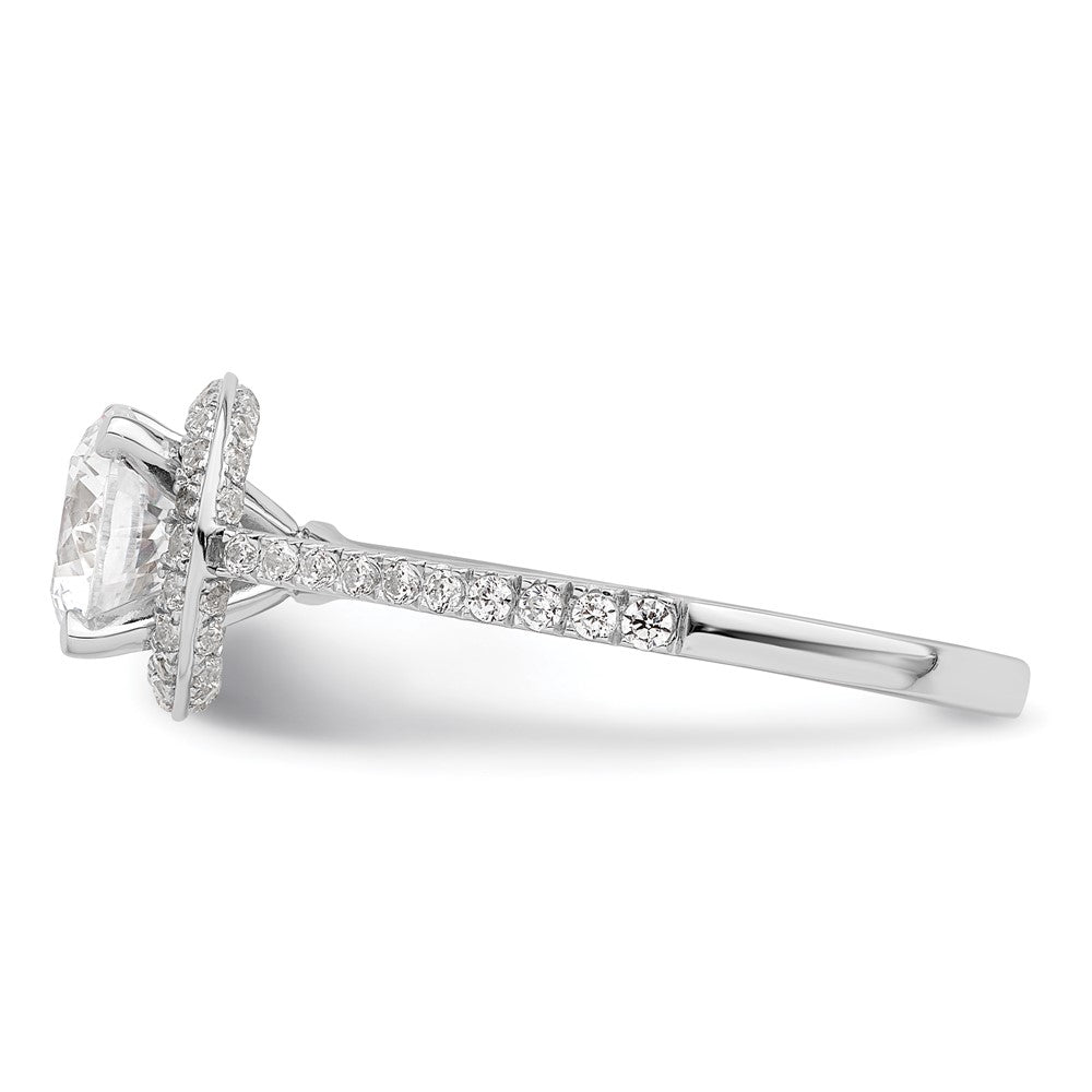 14K White Gold Vintage Halo (Holds 1 carat (6.5mm) Round Center) 1/3 carat Diamond Semi-mount Engagement Ring