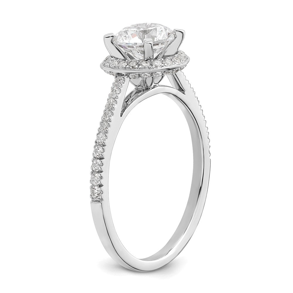 14K White Gold Vintage Halo (Holds 1 carat (6.5mm) Round Center) 1/3 carat Diamond Semi-mount Engagement Ring