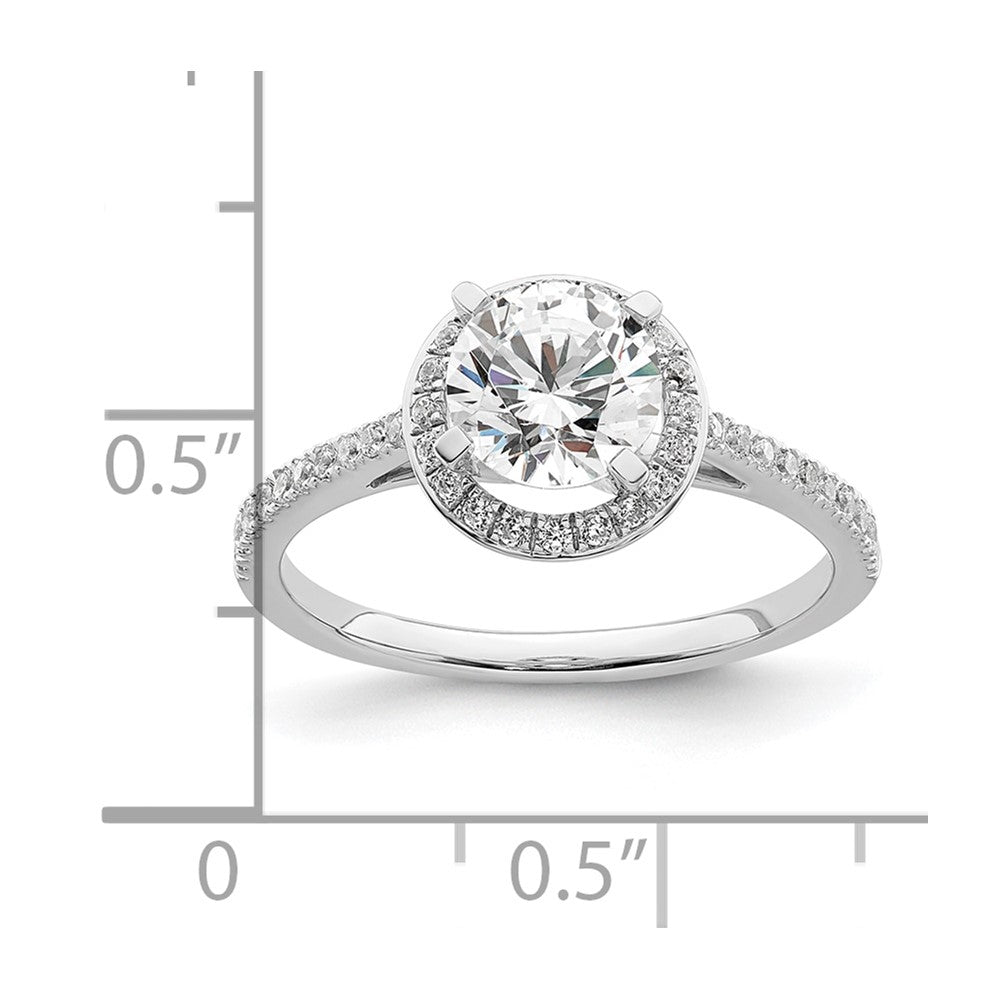 14K White Gold Vintage Halo (Holds 1 carat (6.5mm) Round Center) 1/3 carat Diamond Semi-mount Engagement Ring