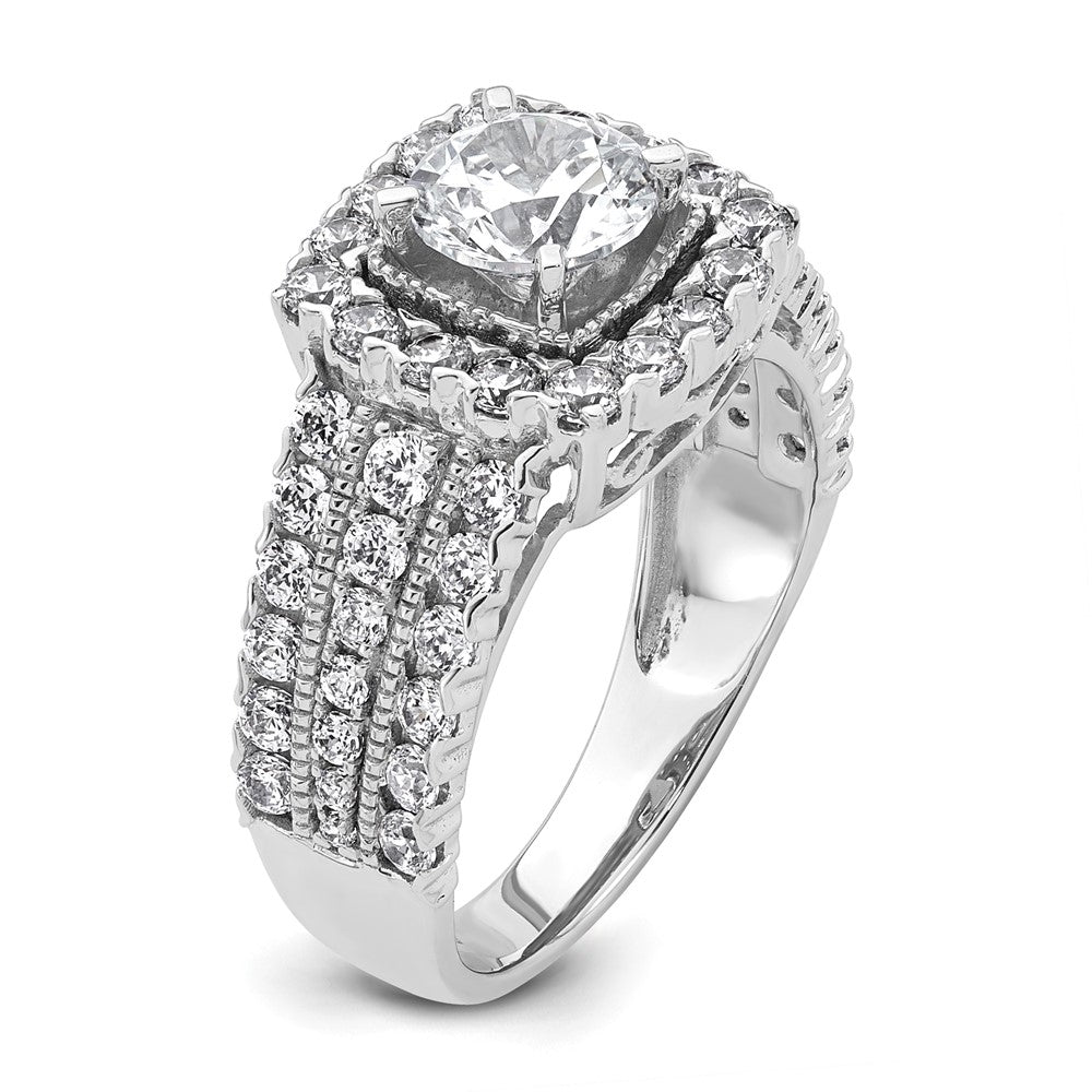 14k White Gold 1 1/3 carat Lab Grown Diamond VS/SI+ G+ 1 carat Center Round Semi Mount Engagement Ring