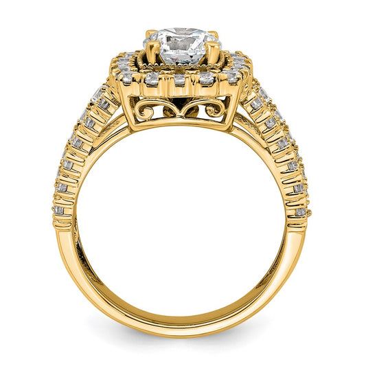 14k 1 1/3 carat Lab Grown Diamond VS/SI+ G+ 1 carat Center Round Semi Mount Engagement Ring