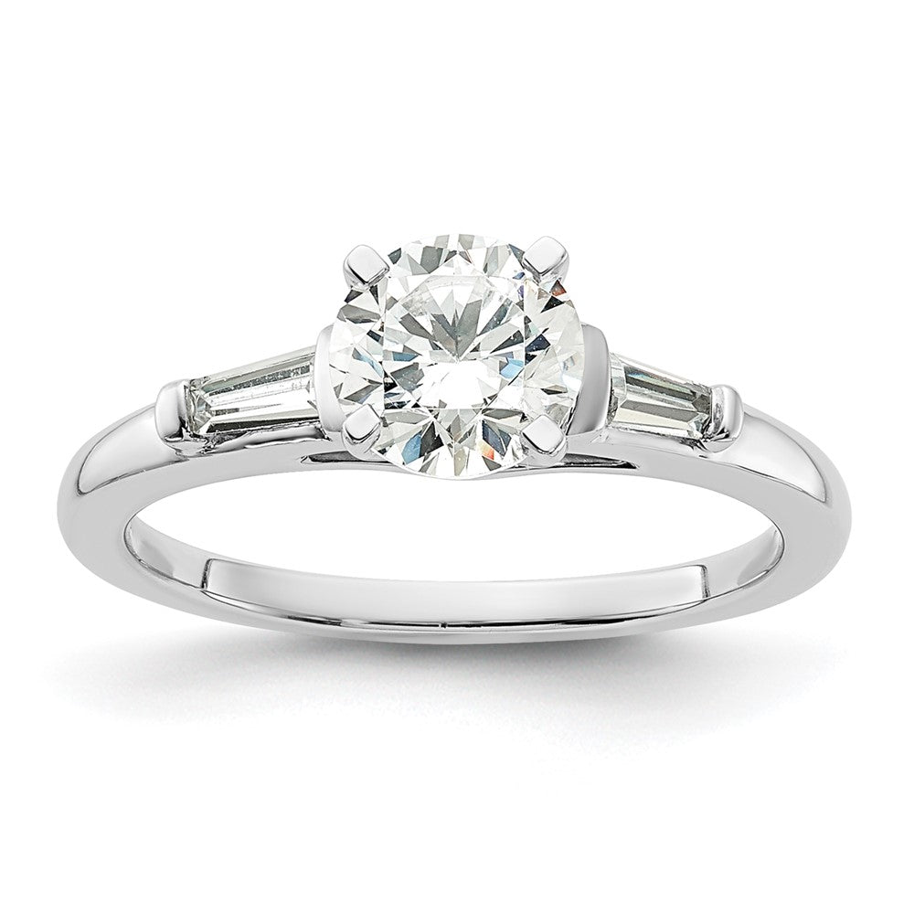 14K White Gold Semi-Mount Including 2-Baquette Side Stones Diamond Engagement Ring