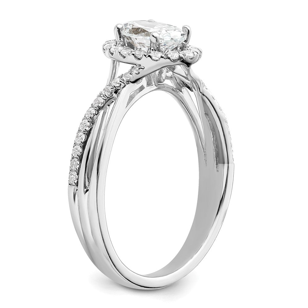 14k White Gold 1/4 carat Lab Grown Diamond VS/SI+ G+ 3/4 carat Center Round Semi Mount Bypass Engagement Ring