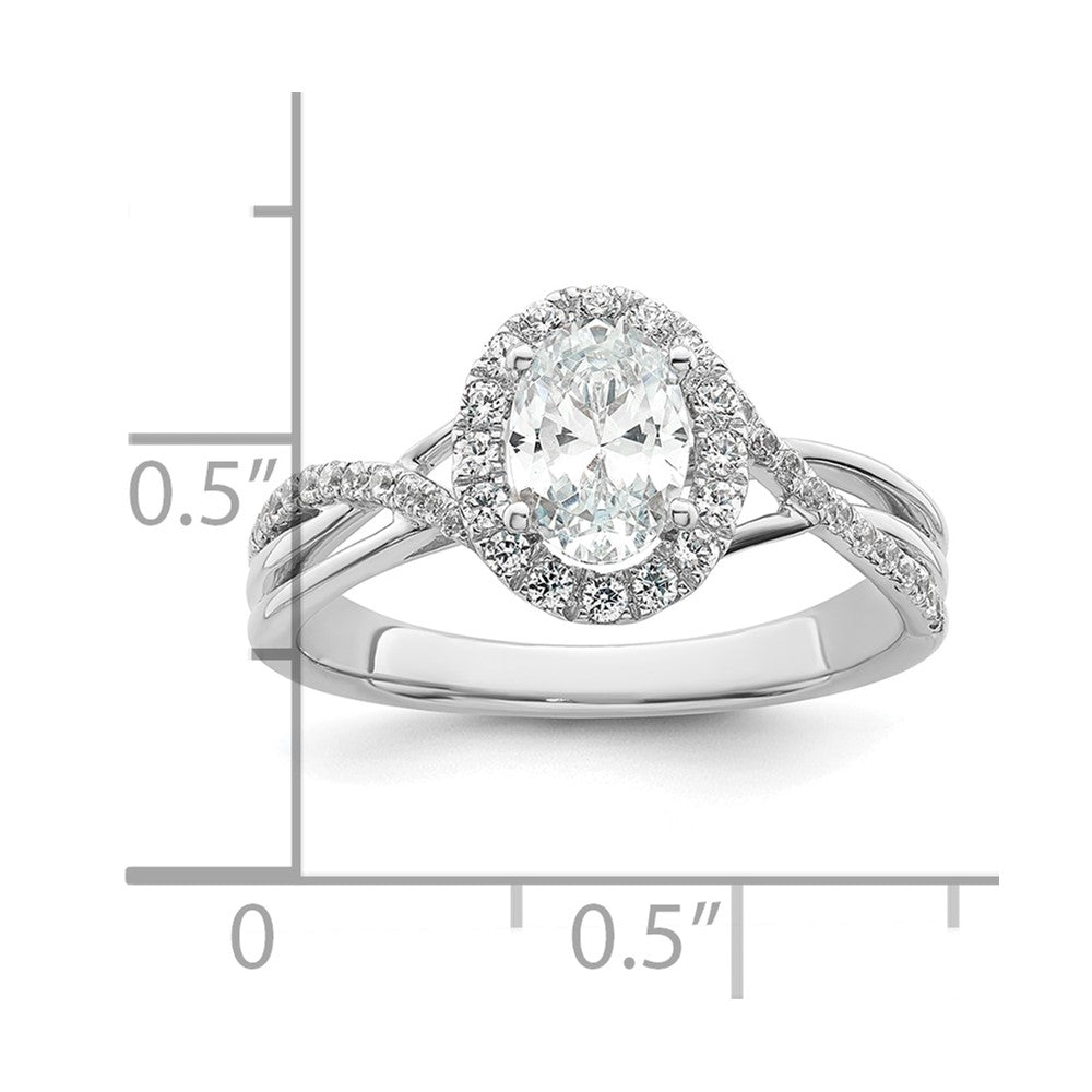 14k White Gold 1/4 carat Lab Grown Diamond VS/SI+ G+ 3/4 carat Center Round Semi Mount Bypass Engagement Ring
