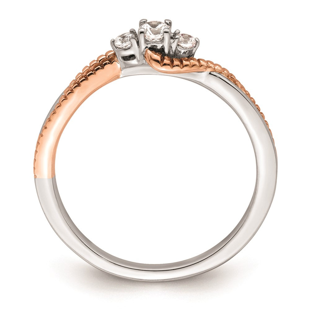 First Promise 14k White and Rose Gold 3-Stone 1/8 carat Round Diamond Complete Promise/Engagement Ring