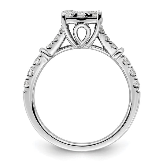 14k White Gold 1 carat Lab Grown Diamond VS/SI+ G+ Complete Cluster Engagement Ring
