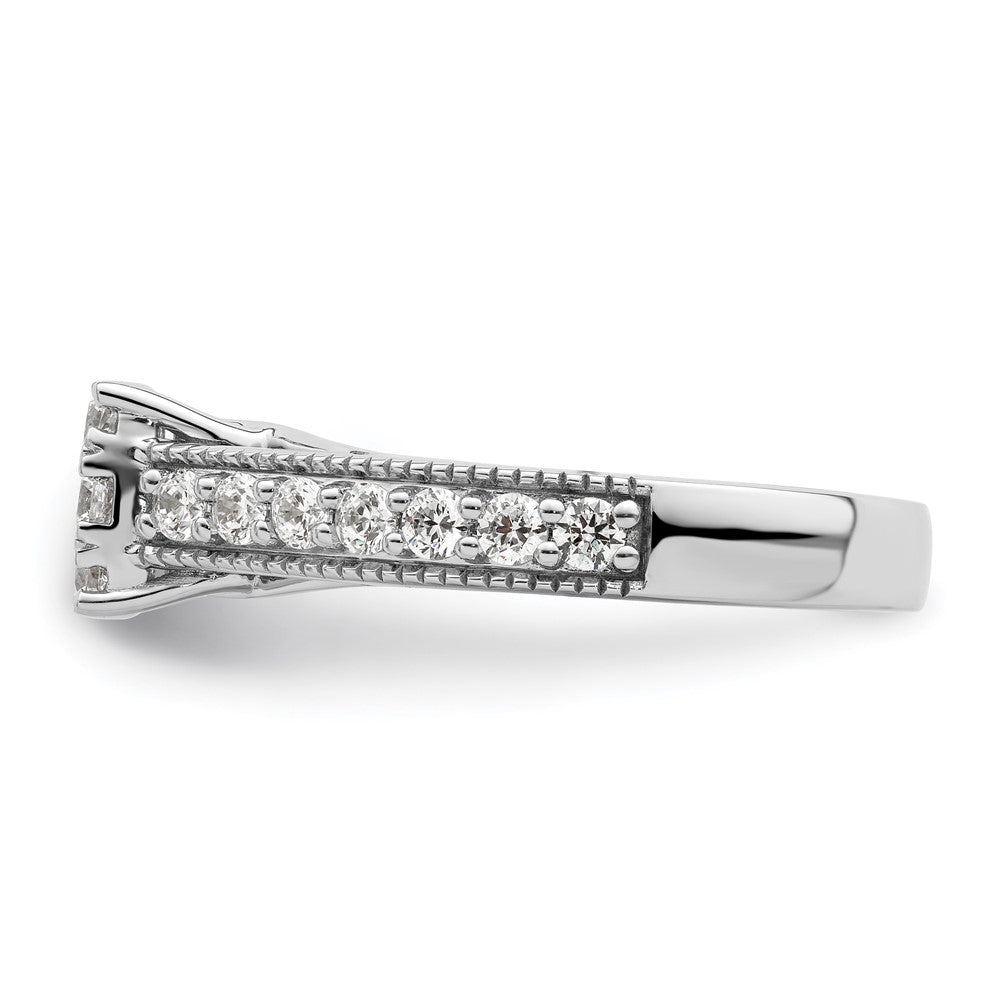 14k White Gold 1 carat Lab Grown Diamond VS/SI+ G+ Complete Cluster Engagement Ring