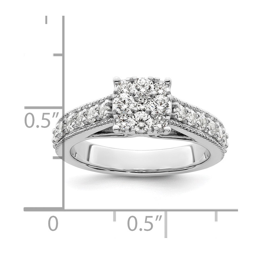 14k White Gold 1 carat Lab Grown Diamond VS/SI+ G+ Complete Cluster Engagement Ring