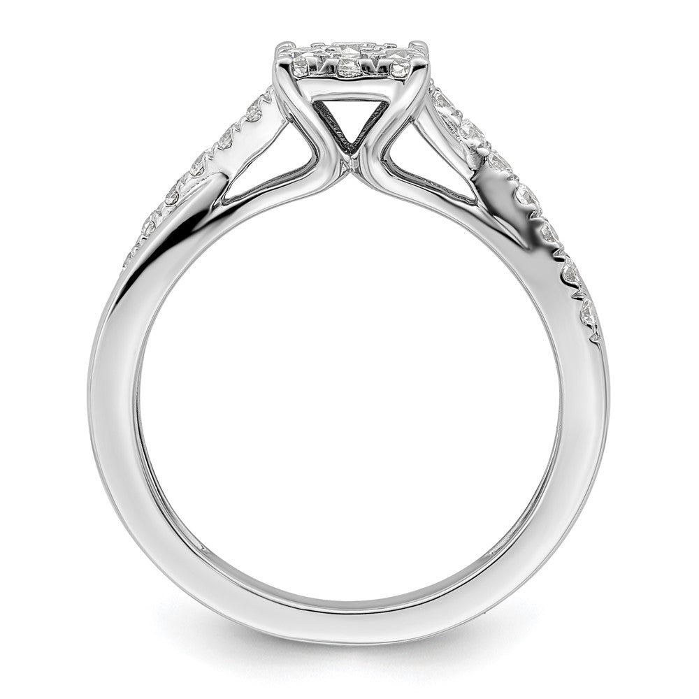 14k White Gold 1/2 carat Lab Grown Diamond VS/SI+ G+ Complete Cluster Engagement Ring