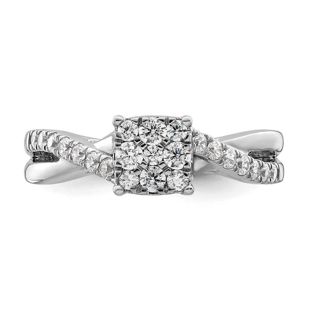 14k White Gold 1/2 carat Lab Grown Diamond VS/SI+ G+ Complete Cluster Engagement Ring