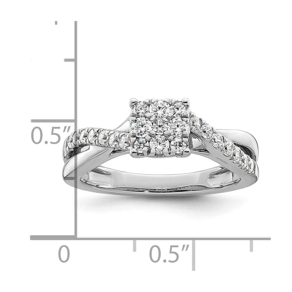 14k White Gold 1/2 carat Lab Grown Diamond VS/SI+ G+ Complete Cluster Engagement Ring