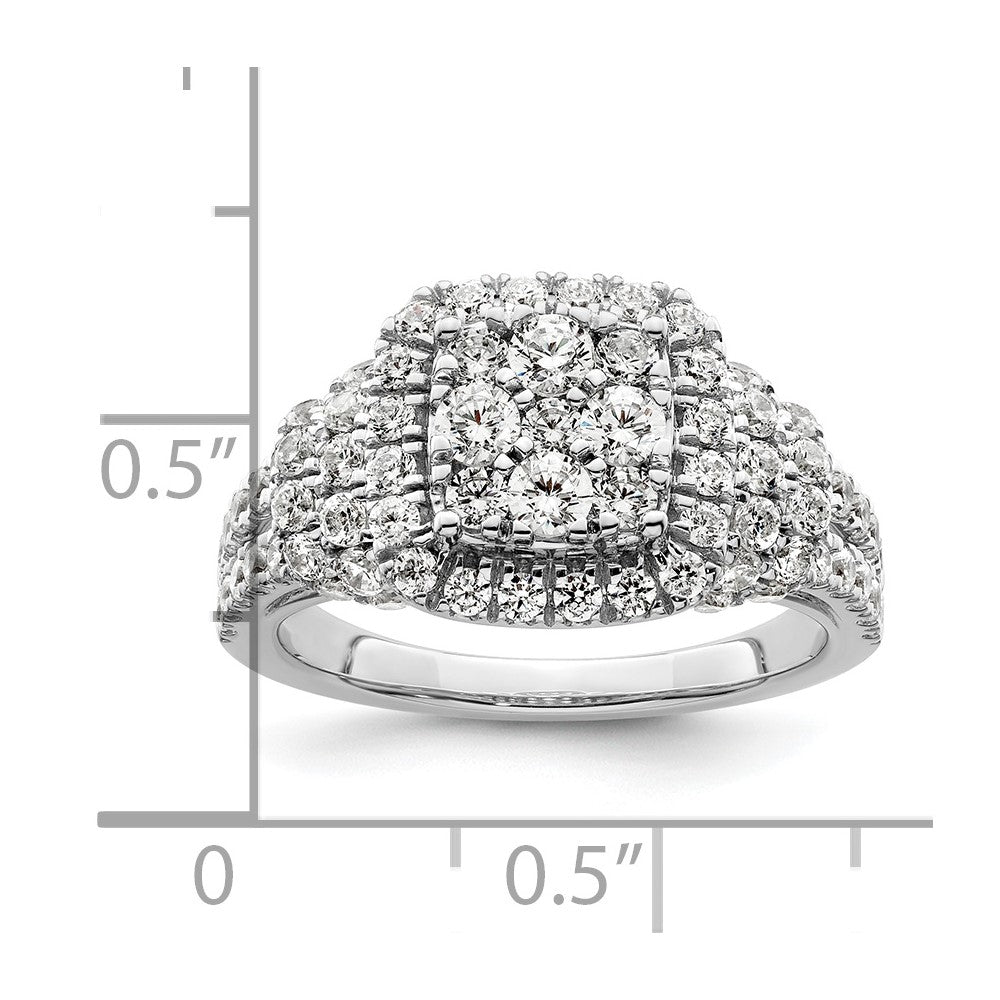 14k White Gold 1 1/2 carat Lab Grown Diamond VS/SI+ G+ Complete Cluster Engagement Ring