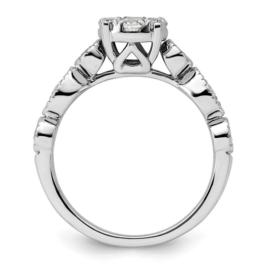 14k White Gold 3/4 carat Lab Grown Diamond VS/SI+ G+ Complete Cluster Engagement Ring