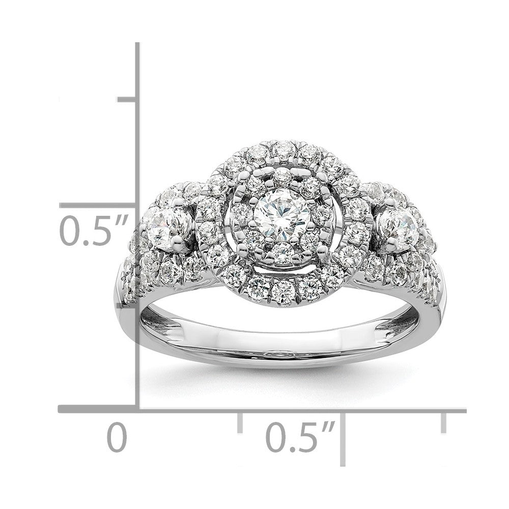 14k White Gold 1 carat Lab Grown Diamond VS/SI+ G+ Complete Cluster Engagement Ring