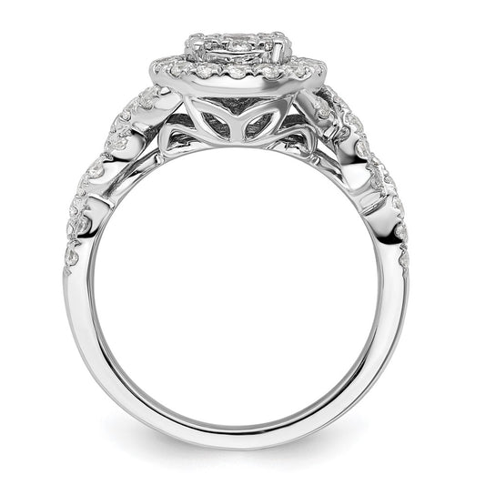 14k White Gold 1 carat Lab Grown Diamond VS/SI+ G+ Complete Cluster Engagement Ring