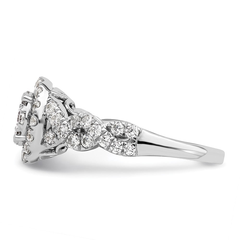14k White Gold 1 carat Lab Grown Diamond VS/SI+ G+ Complete Cluster Engagement Ring