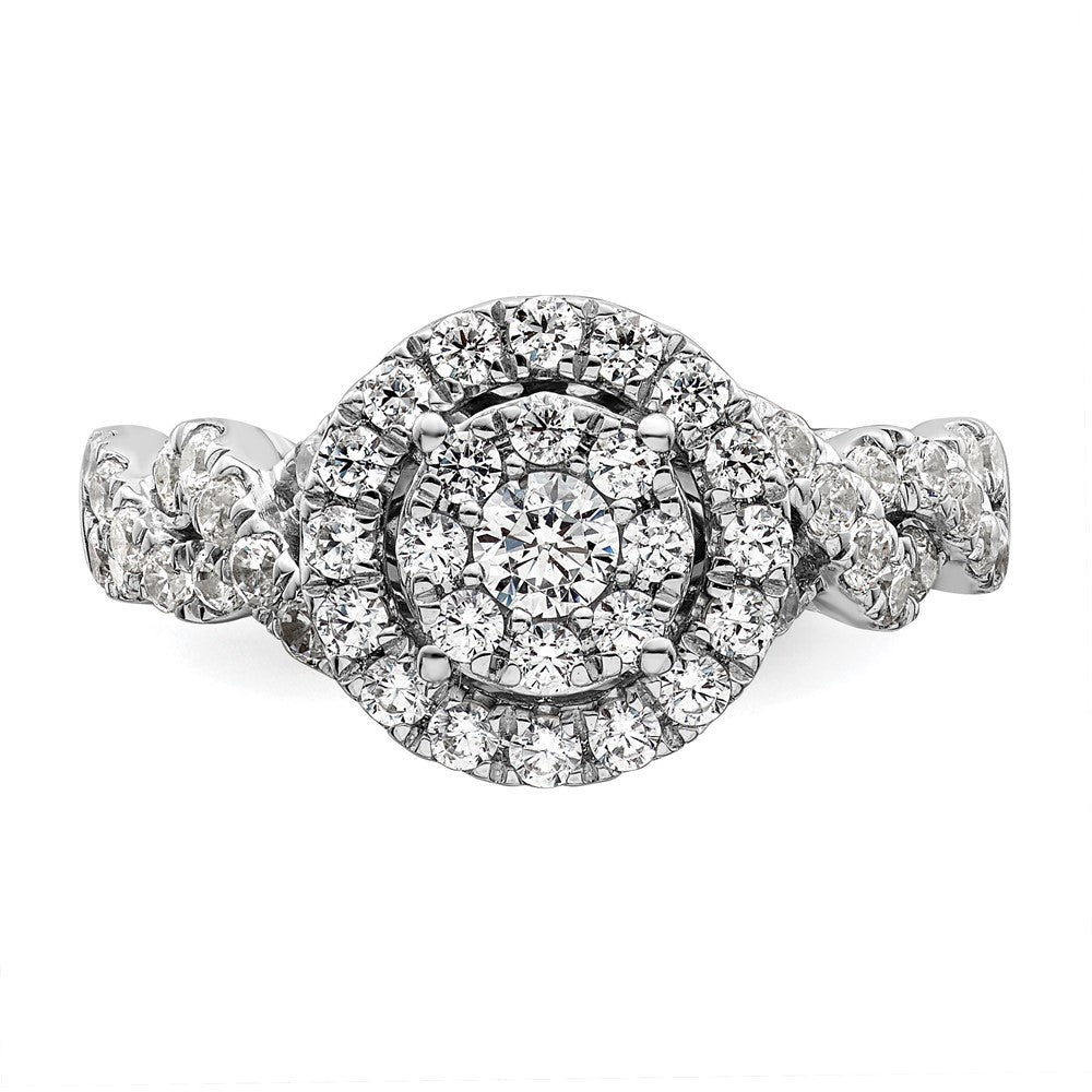 14k White Gold 1 carat Lab Grown Diamond VS/SI+ G+ Complete Cluster Engagement Ring