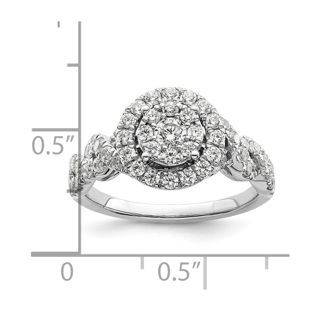 14k White Gold 1 carat Lab Grown Diamond VS/SI+ G+ Complete Cluster Engagement Ring